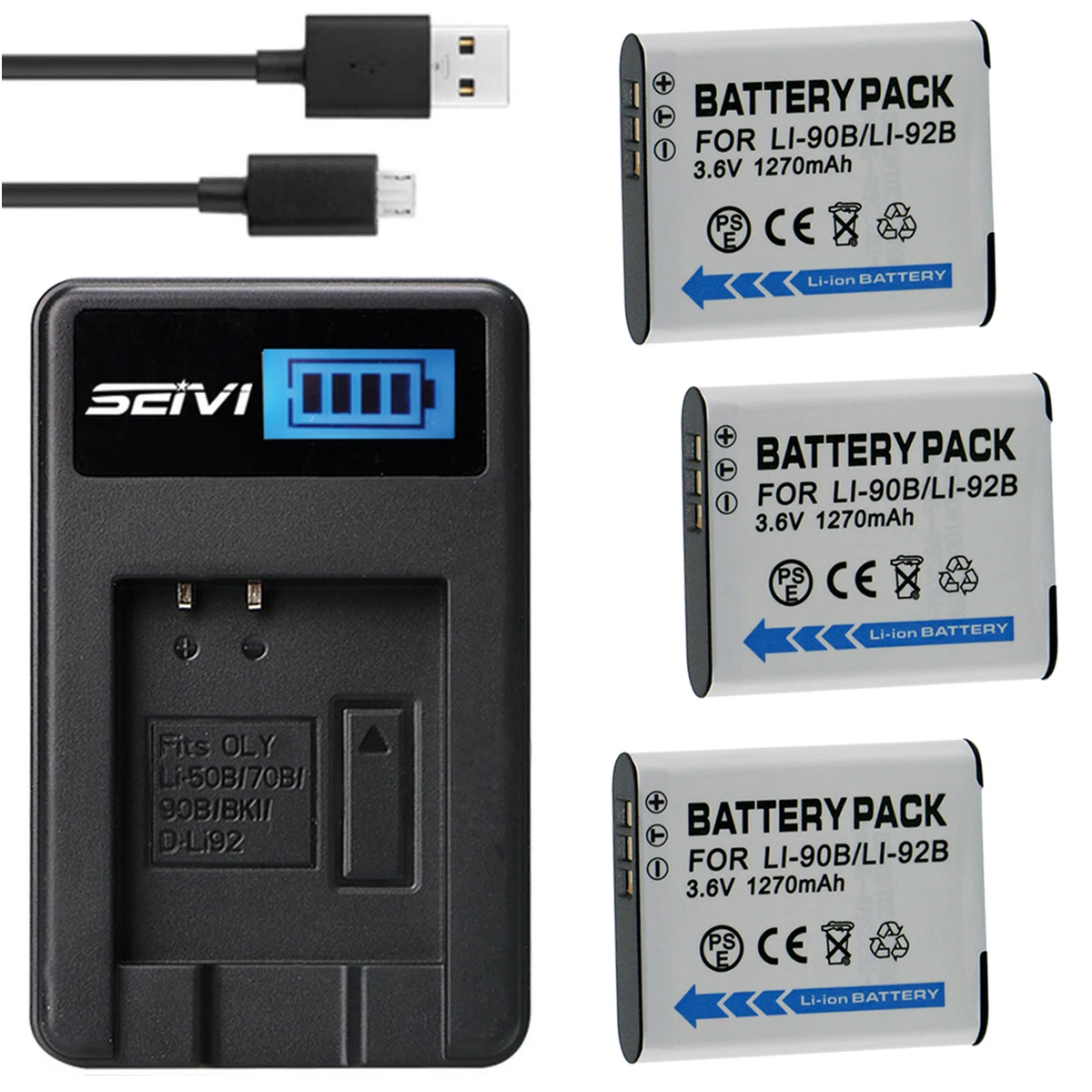 Аккумуляторный блок + зарядное устройство для цифровой камеры Olympus Stylus Hard TG1 iHS, TG2 iHS, TG3, TG4, TG5, TG6, Φ, TGTracker