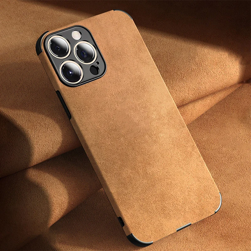 

Чехол из овечьей кожи в стиле ретро для iphone 13 12 11 pro max mini x xs xr 7 8 plus, Роскошный Матовый Мягкий Силиконовый противоударный чехол