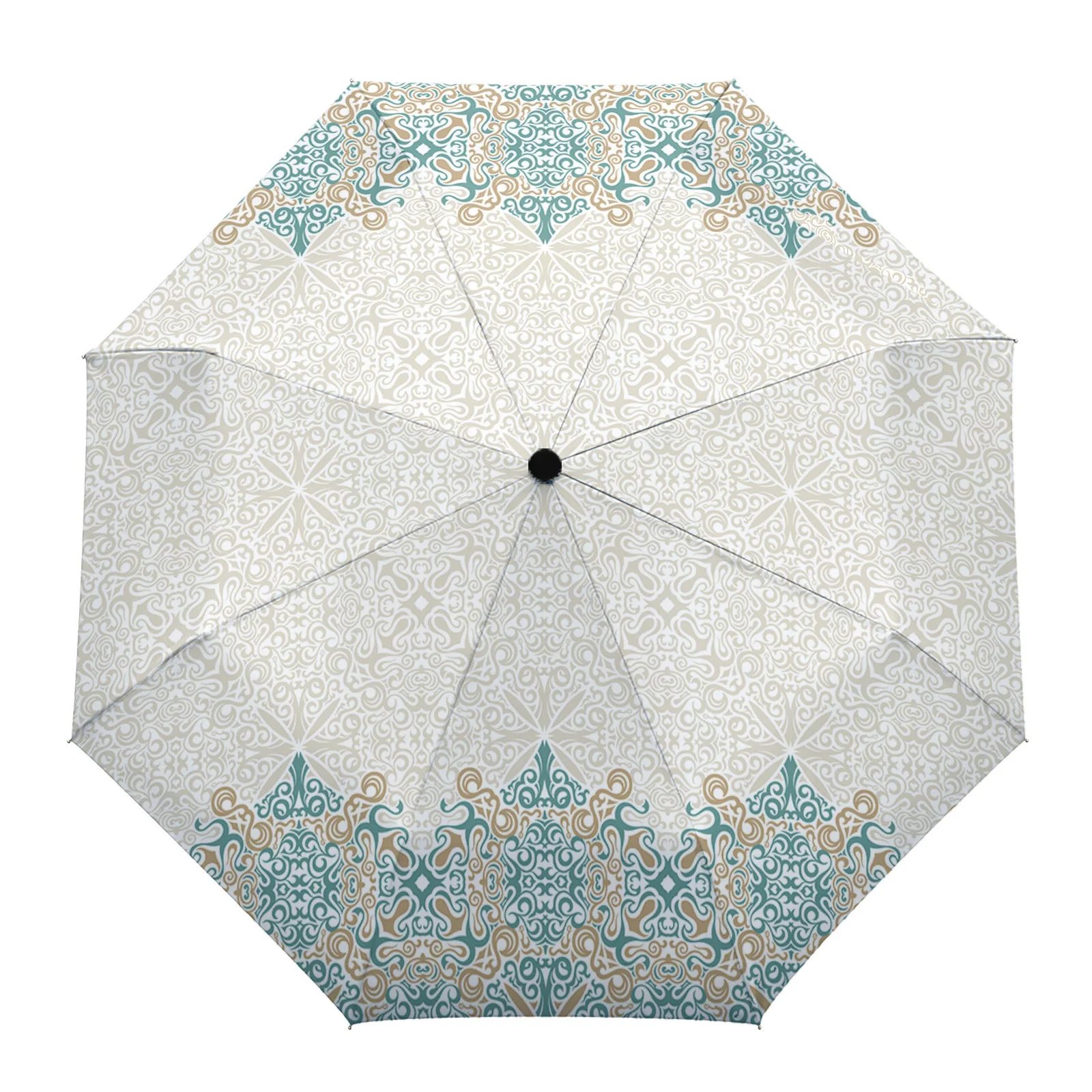 

Bohemia Retro Pattern Ethnic Large Fully-automatic Parasol Umbrella Foldable Eight Strand Umbrella for Adults Rain Umbrella