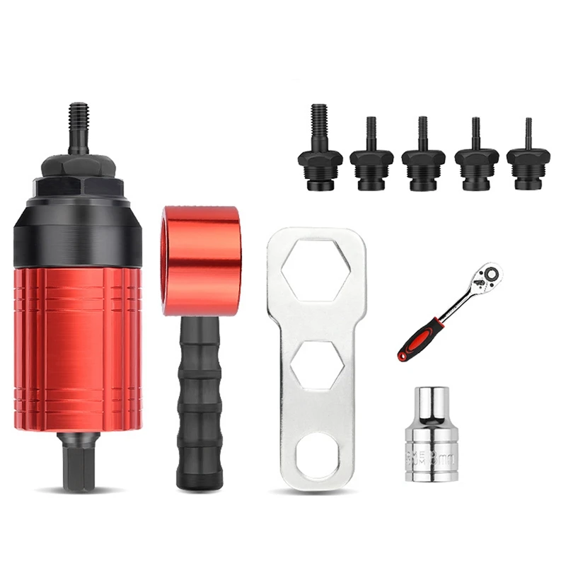 

Rivet Nut Tool Set Riveting M3-M10 Cordless Rivet Drill Electric Adapter Insert Nut Tool With Wrench Socket
