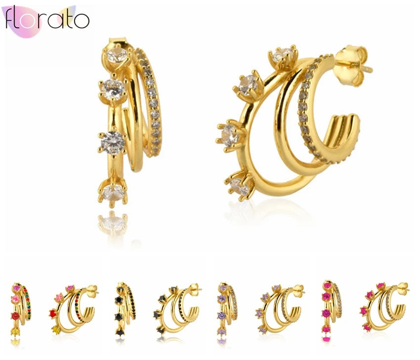 

Женские серьги-гвоздики из серебра 925 пробы с разноцветными кристаллами