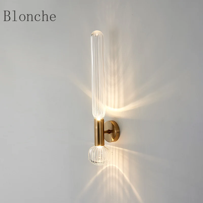 Modern Wall Lamp Indoor Decor Sconce for Bedroom Designer Nordic Lighting Luxury Glass Lamp American Porch Balcony Aisle Light