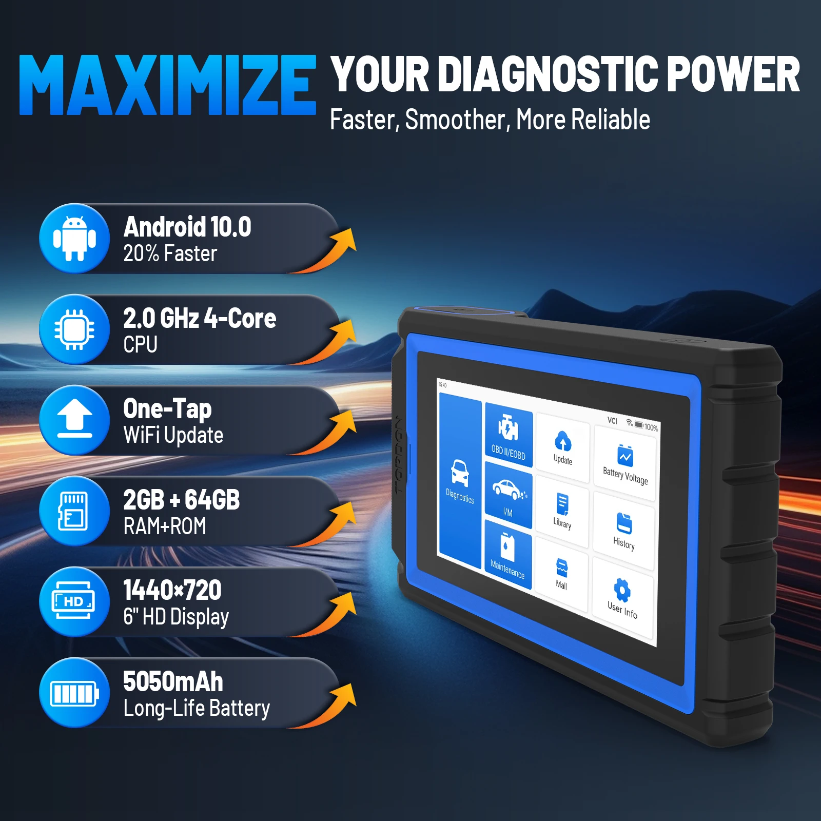 Новый TOPDON VeriDiag X800BT: Мультисистемный OBD2 сканер с 34+ функциями сброса, Bluetooth, двунаправленным считыванием кодов неисправностей, обновление инструмента AD800BT (art.: 3920d8bad2eda) - 3920d8bad2eda