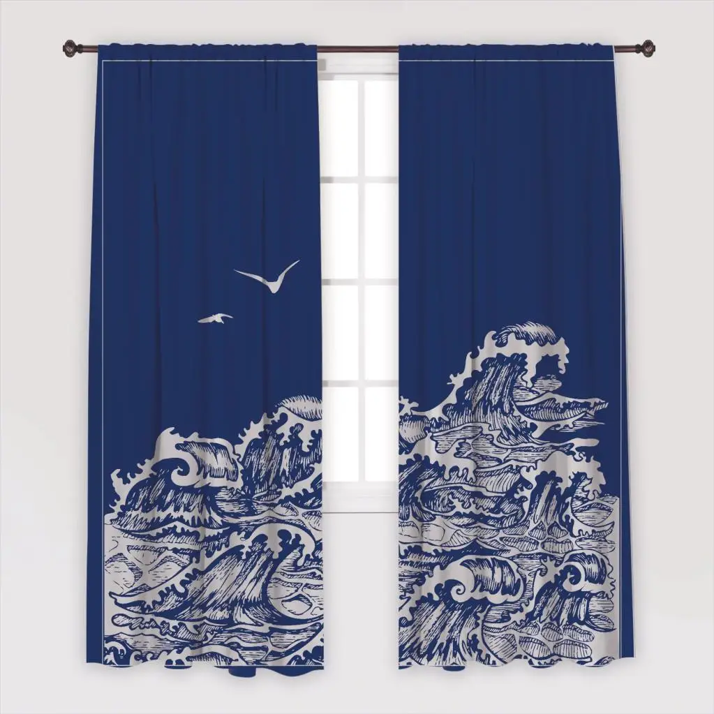 Занавески/драпировки с принтом Пейзажа для гостиной столовой спальни набор из 2