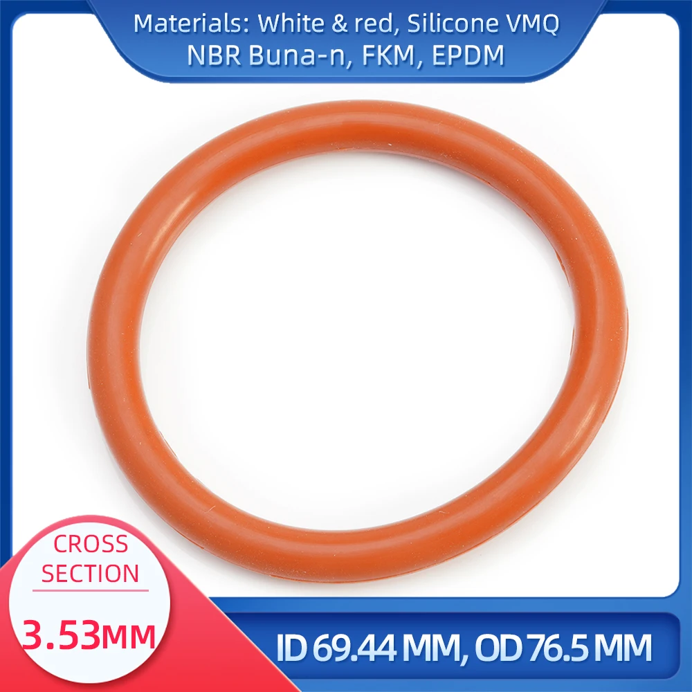 

O Ring CS 3.53 mm ID 69.44 mm OD 76.5 mm Material With Silicone VMQ NBR FKM EPDM ORing Seal Gask