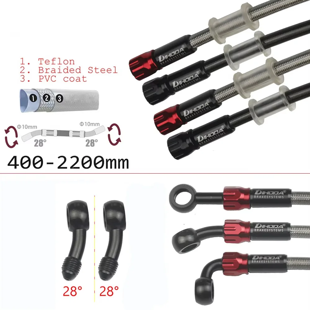 

Тормозной шланг AN3 28 °-28 ° для мотоцикла, гидравлическая оплетка из нержавеющей стали, тройная масляная трубка, вездеход, уличный внедорожник, питбайк м10