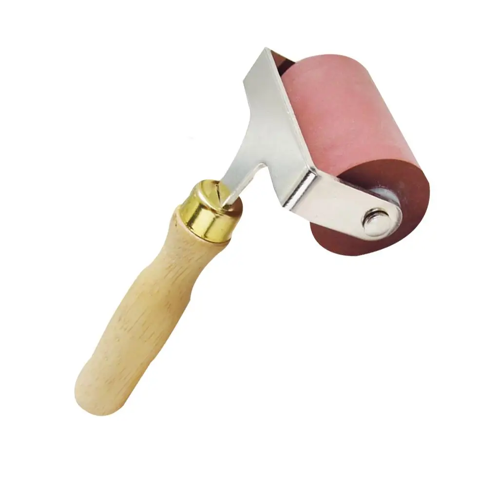 5/10cm Printing Ink Paint Rubber Brayer Anti-Skid Wooden Handle Roller Printing Crafts Projects Tool