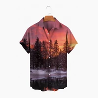 3d printed shirt mens summer retro forest street dress button short sleeve harajuku lapel shirt hawaiian shirt beach top