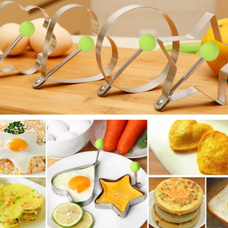 

Kitchen Cooking Egg Tool Stainless Steel Egg Fried Mold Heart Star Round Shape Pancake Baking Shaper Rings for Frying Eggs