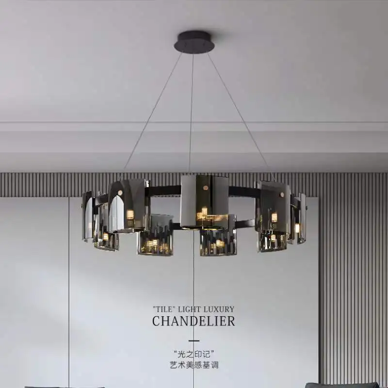 

Декоративные светильники из янтарного стекла для гостиной светильник, круглые люстры, кухонные светильник ильники, роскошная люстра серого цвета с дымчатым светом