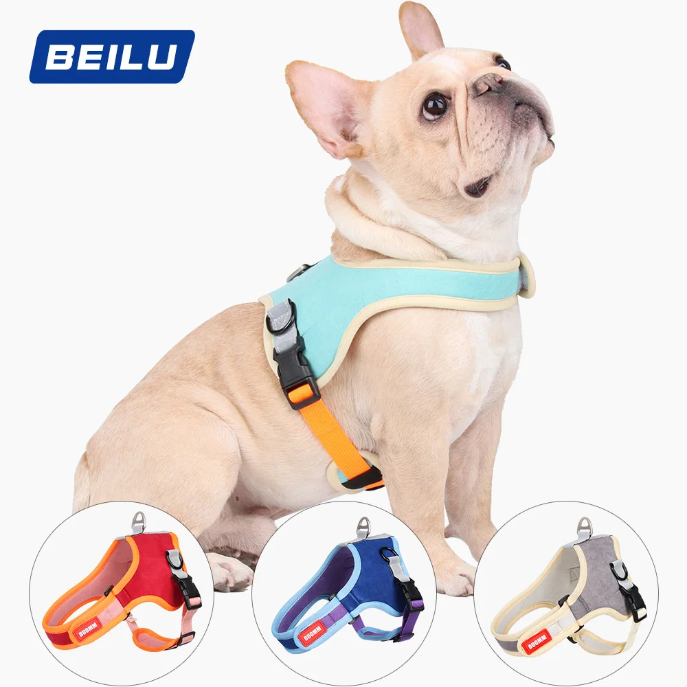 

New Pet Vest with Belt Reflective Collar Saddle Type Pet Leash Suede Adjustable Chest Strap for Small Dog Chihuahua Pet Supplies