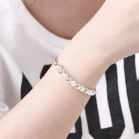 elegant round bead cuff bracelet for women fashion party wedding jewelry gift charm 925 stamp silver bracelet hot selling