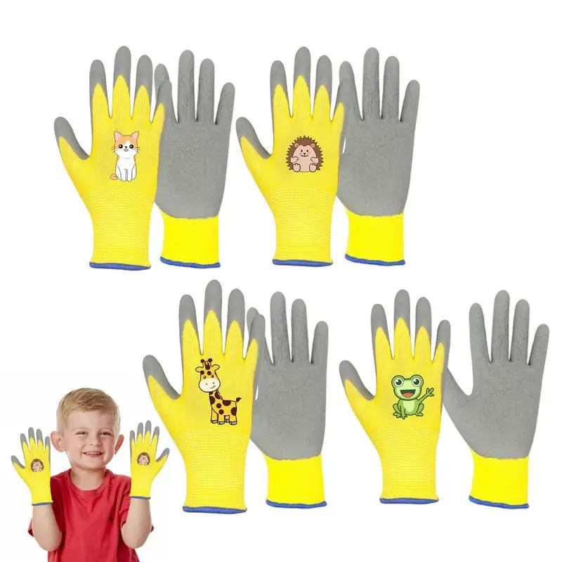 

Gardening Gloves For Kids Latex Coated Garden Work Protective Gloves 4 Pairs Kid’s Protective Gloves Planting Work Gadget