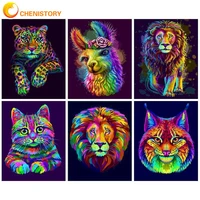 chenistory rhinestones embroidery 5d diy diamond painting colorful animals mosaic diamond art home decors gift lion tiger