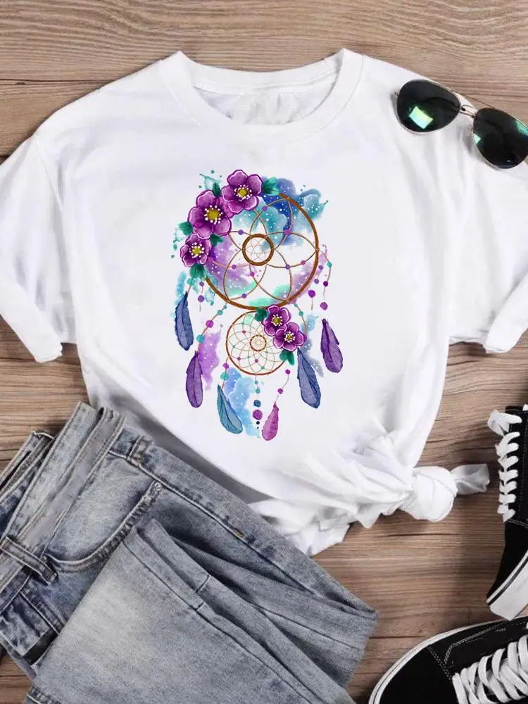 

T-shirts Tee Print Watercolor Dream Web Summer Short Sleeve Cartoon Shirt Female Graphic T Top Women T-Shirt Fashion Clothing