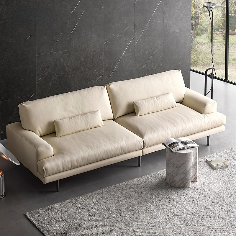 

El floating sofa Italian style three genuine leather four people cowhide Nordic minimalist modern