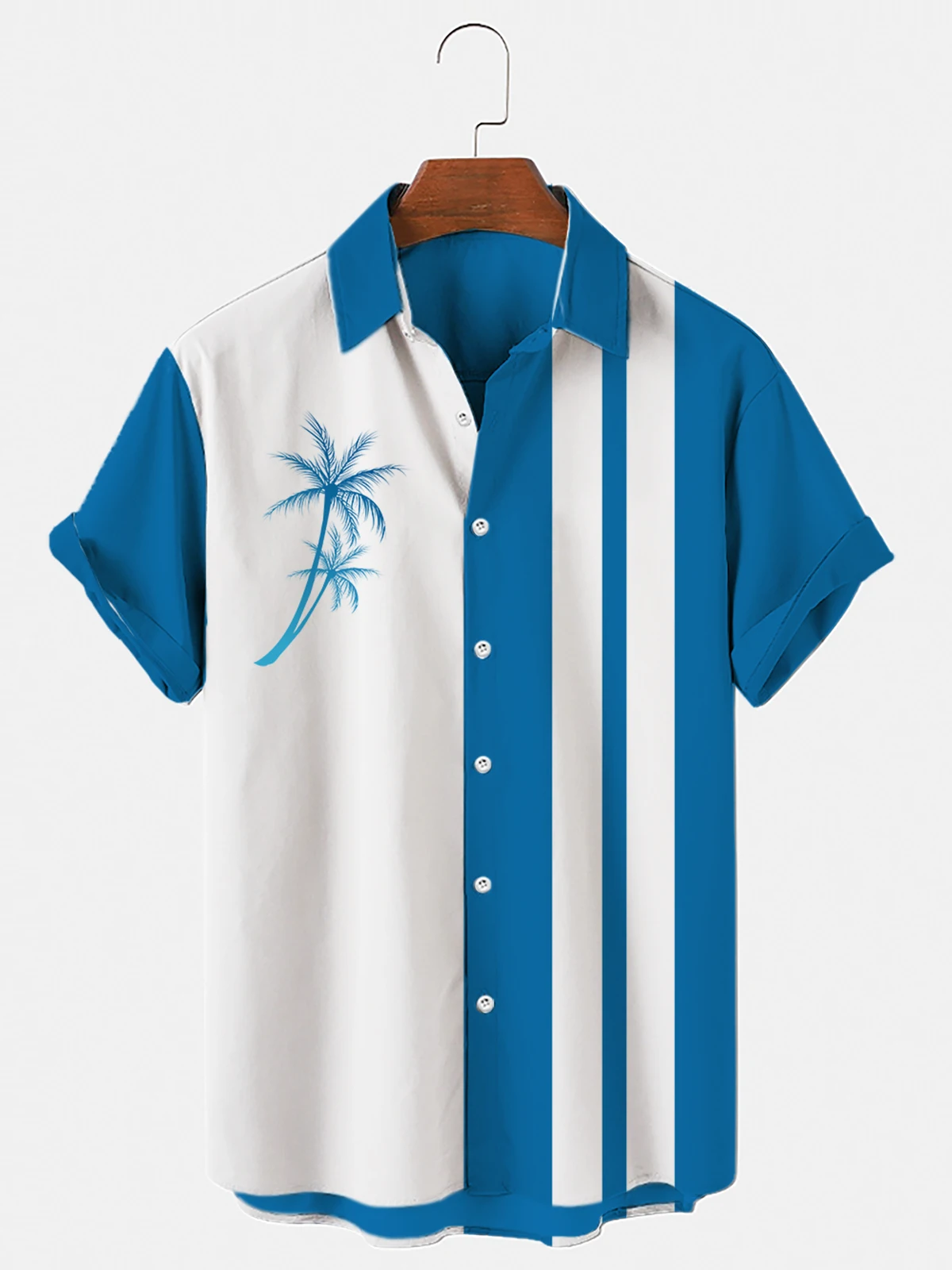 

Hawaiian Men's Short Sleeved Shirt, Lapel, Single Button, Coconut Print Shirt, Fashion And Leisure, Beach, Summer 2022