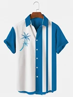 hawaiian mens short sleeved shirt lapel single button coconut print shirt fashion and leisure beach summer 2022