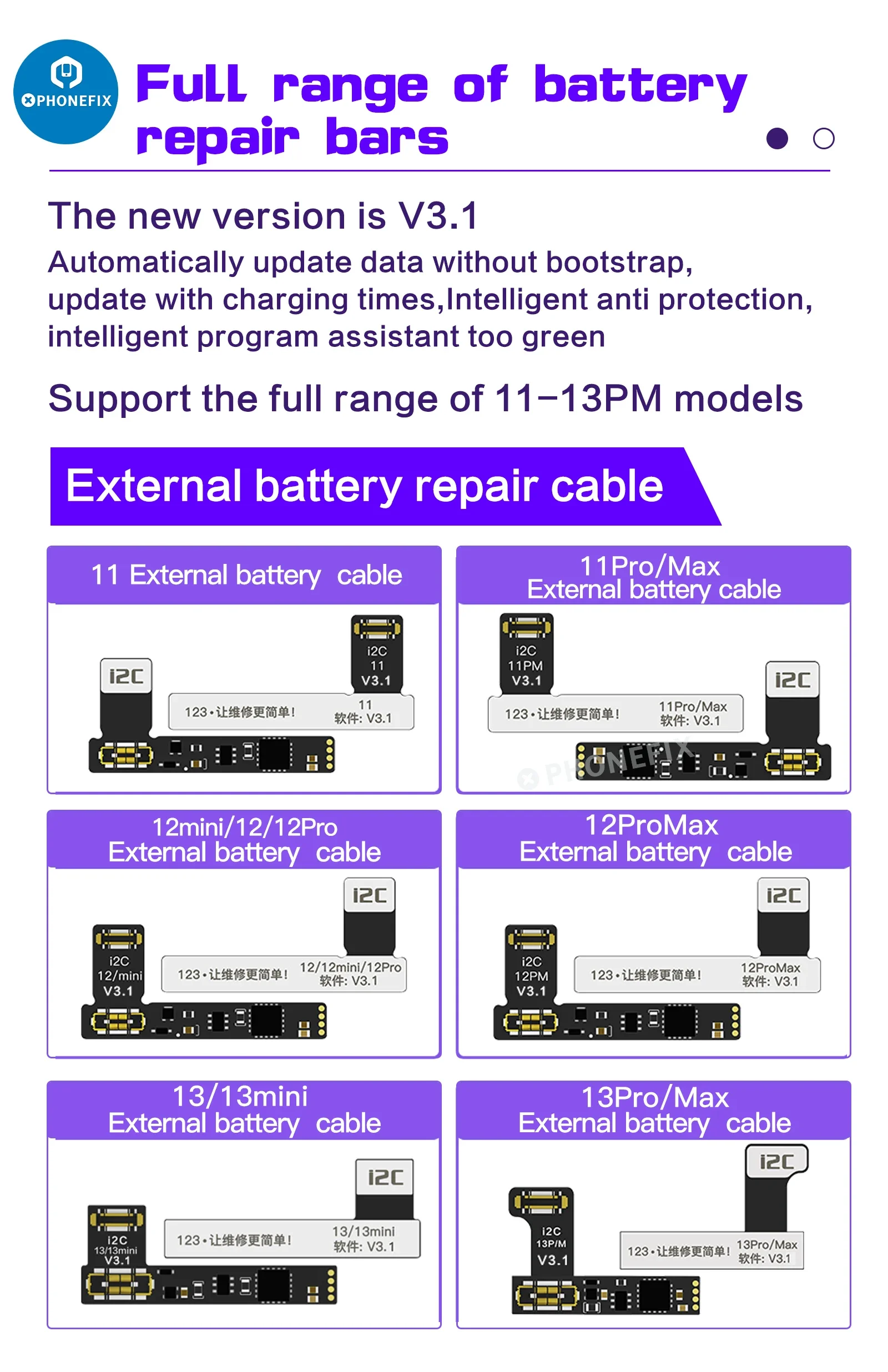 Шлейф аккумулятора KC01 i2C для iPhone 12 13 14 Pro Max 11 всплывающее восстановление и сброс