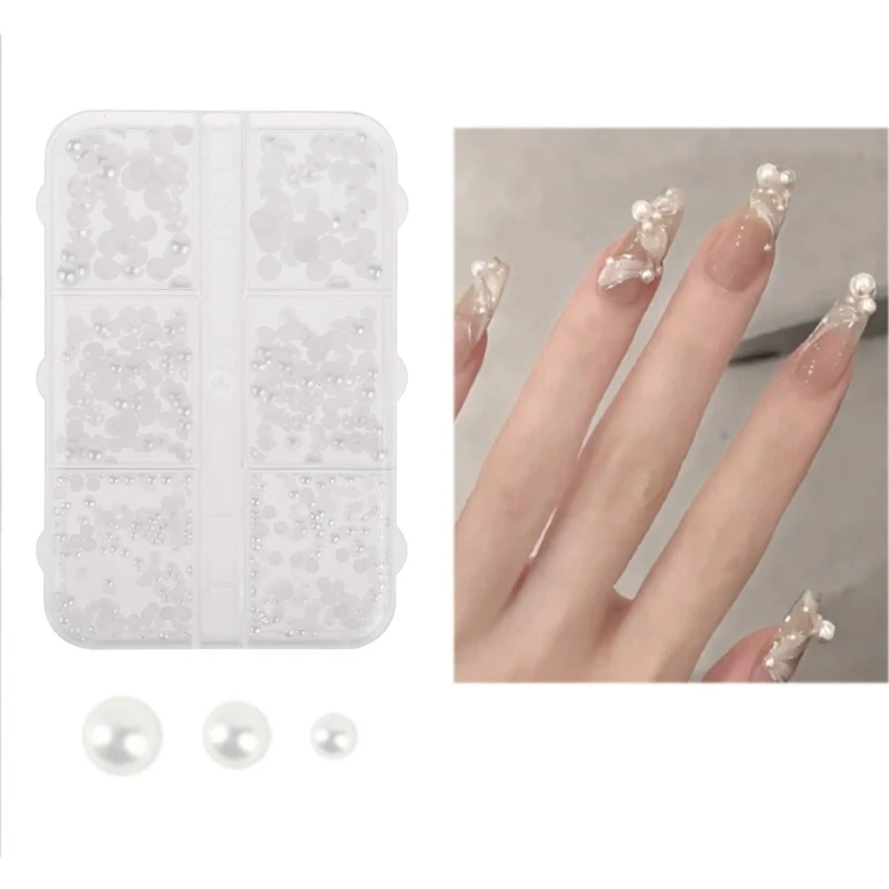 RXJC 12 сеток элегантный жемчужный 3D дизайн ногтей смоляные хрустальные стразы