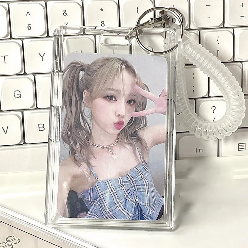 

Acrylic Photocard Holder Kpop Idol Card Holder Transparent Photo Sleeves Portable ID Bus Card Protector Pendant Keychain