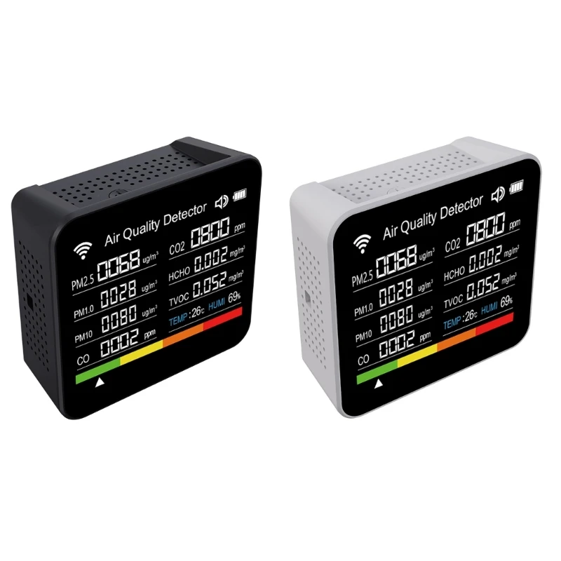 

50JC 9 In 1 Air Quality Monitors CO2 Meter TVOC HCHO PM2.5 PM10 Detectors