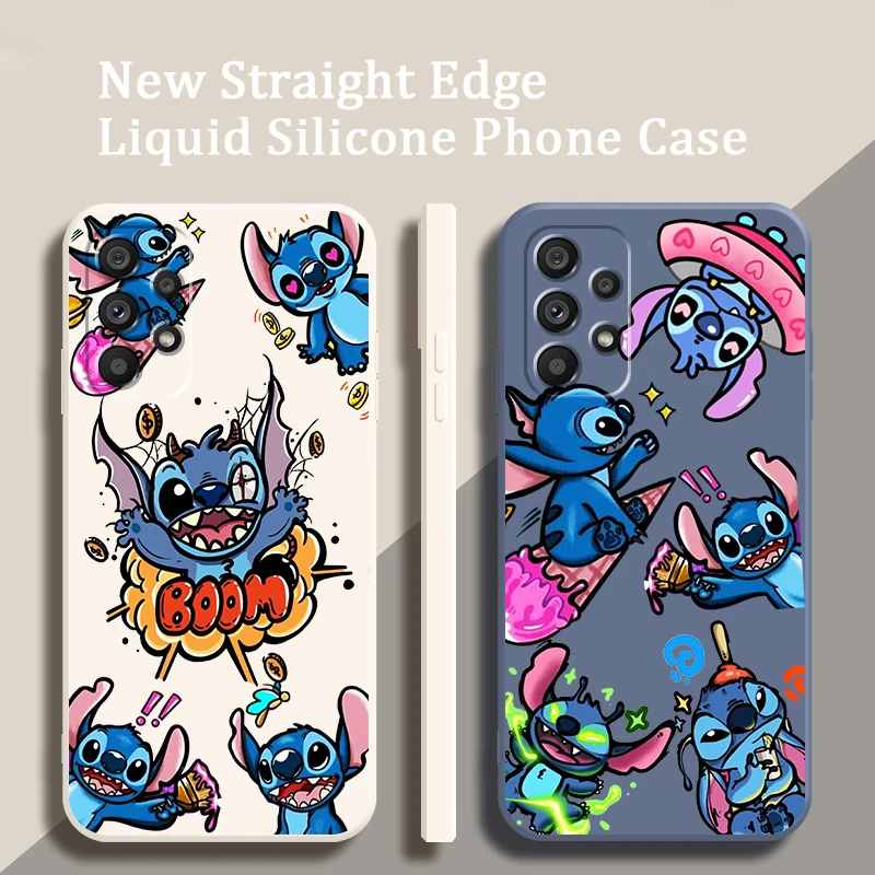 

Lilo & Stitch Anime Cartoon Liquid Rope Funda Phone Case For Samsung A73 A53 A33 A52 A32 A23 A22 A71 A51 A21S A03S A50 A30 5G