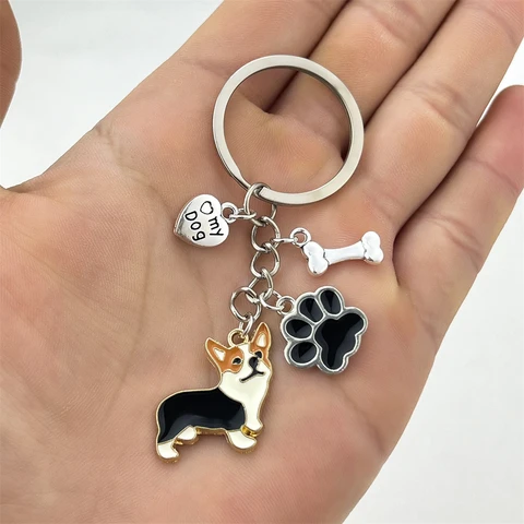 Металлический брелок для ключей корги