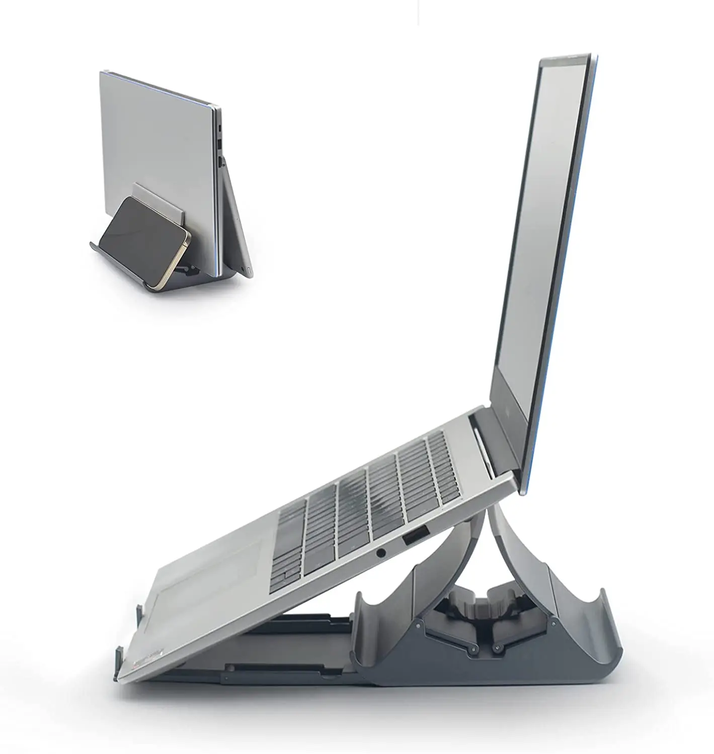 

Вертикальная подставка для ноутбука 2 в 1, металлический держатель для планшета, нескользящий Силиконовый складной кронштейн с гравитацион...