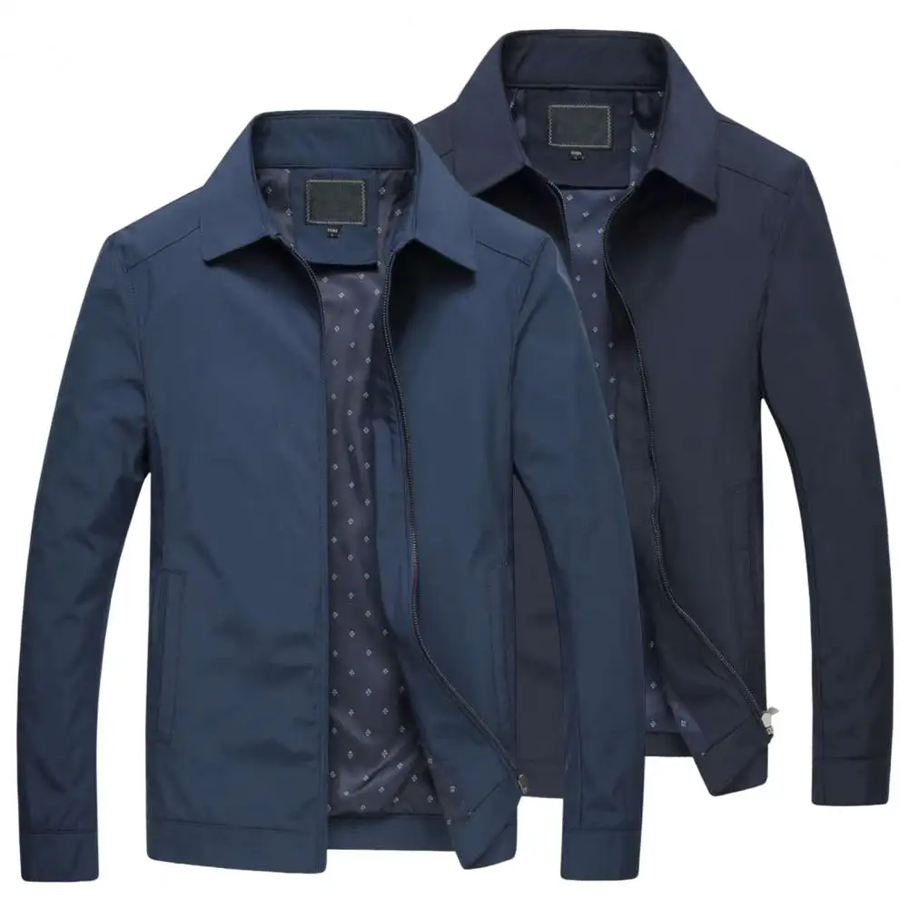 

Casual Jacket Trendy Windproof Male Jacket Simple Casual Slim Fit Solid Color Outerwear for Outdoor