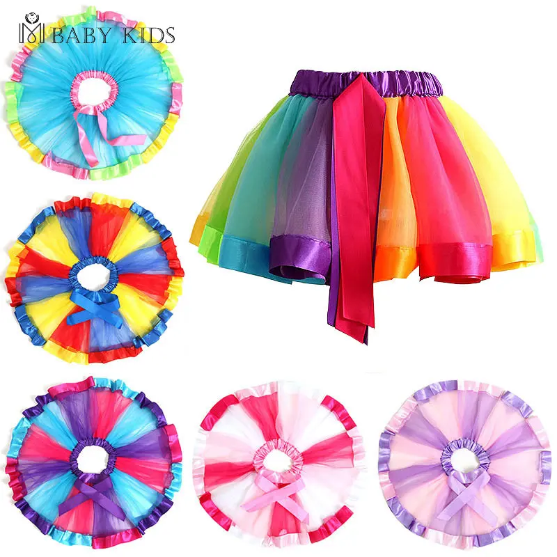 

New Tutu Skirt Baby Girl Clothes 12M-8Yrs Colorful Mini Pettiskirt Girls Party Dance Rainbow Tulle Skirts Children Clothing