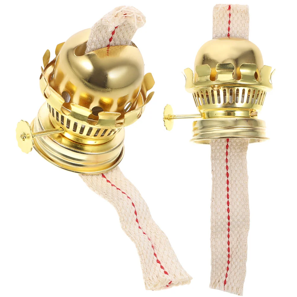 

2 Pcs Glass Oil Lamp Accessories Glass Oil Burner Oil Burner Wick Bracket Oil Lamp Burner Parts Aluminum Alloy Oil Wick
