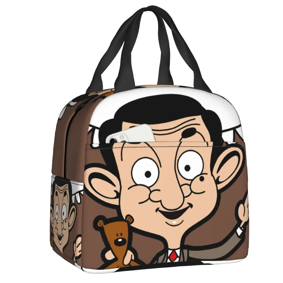 Mr Bean British Comedy Cartoon Tv Resuable Lunch Boxes Women Waterproof Cooler Thermal Food Insulated Lunch Bag Children Student