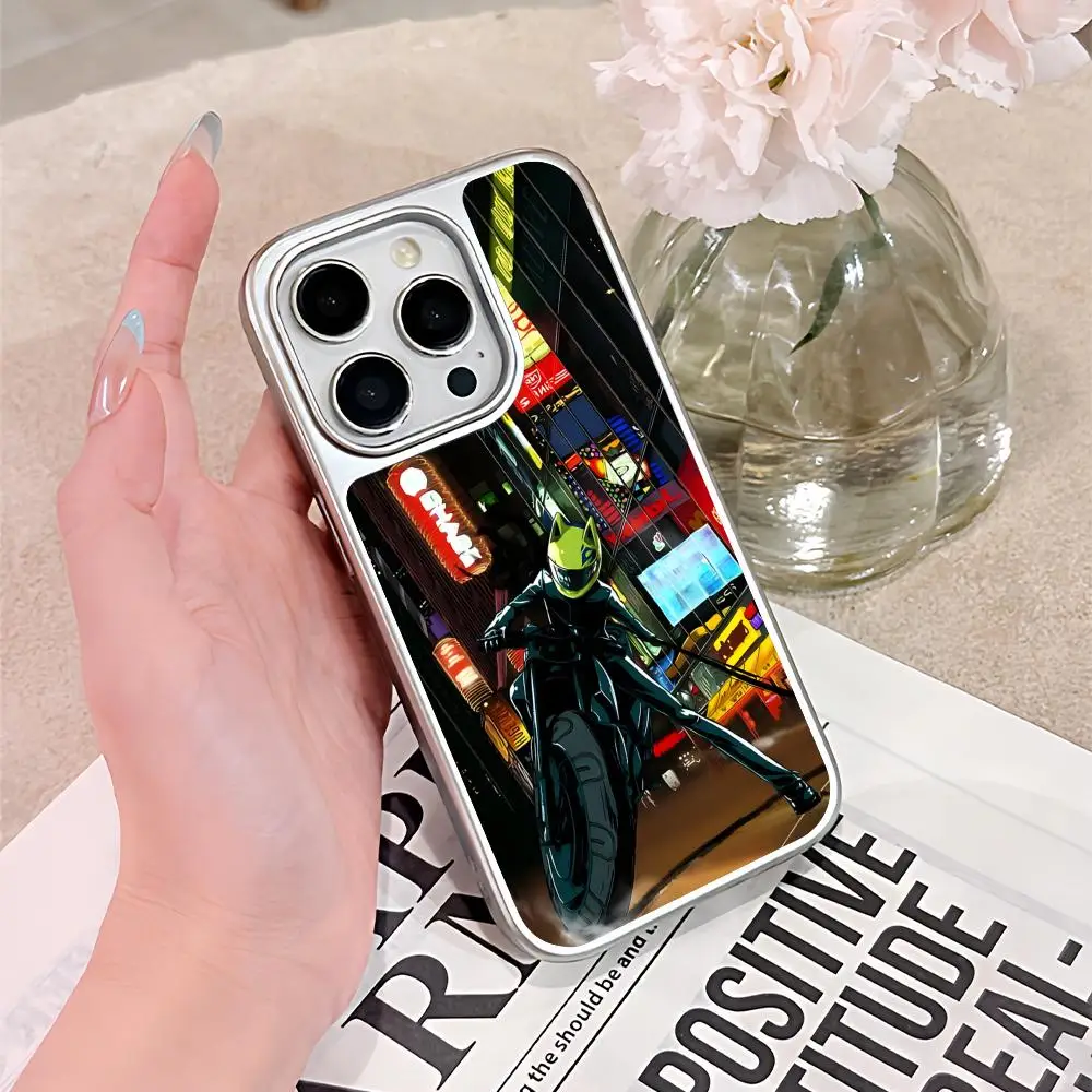 Фото Чехол для телефона с аниме-дизайном Durarara для iPhone 17, 16, 15, 14, 13, 12, 11 Air Pro Max Plus, гальванизированное серебряное покрытие №3