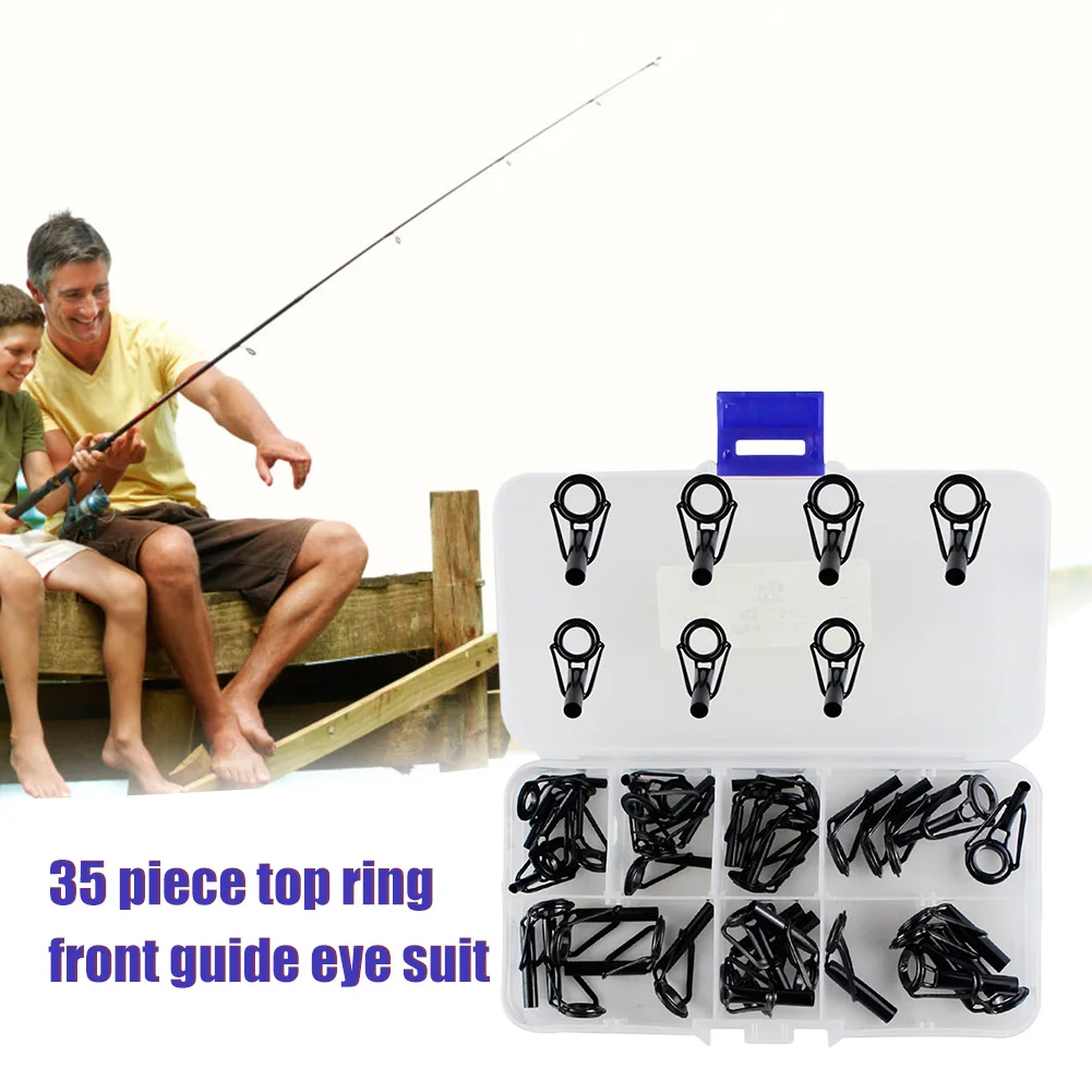 

35pcs Fishing Rod Tip Ring Stainless Steel Ceramic Ring Saltwater Freshwater Pole Tip Repair Kit Smooth Outdoor Fishing Supplies