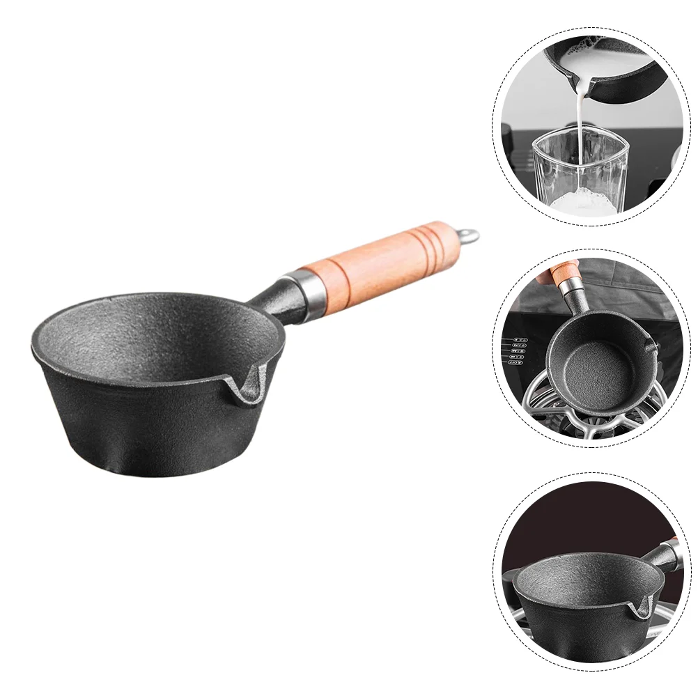 

Pot Pan Iron Cast Heating Melting Butter Frying Omelette Withoil Kitchen Cookwarenonstick Mini Saucehandle Wooden Omelet