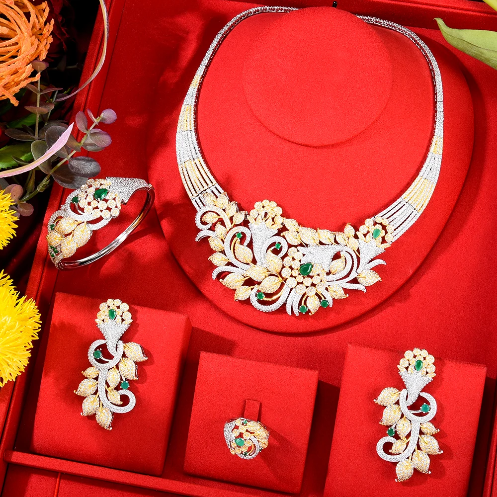 

GODKI High Quality Luxury Africa Charm 4 PCS Necklace Jewelry Sets For Women Party Lady Bridal Wedding Jewelry Sets