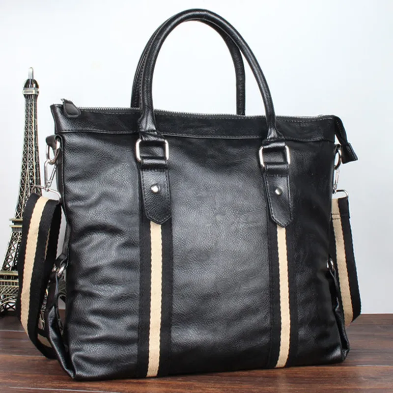 Men Fashion Leather Briefcase Business Handbag Korean Style Shoulder Bag Portable Crossbody Bag Male High Capacity Laptop Bag
