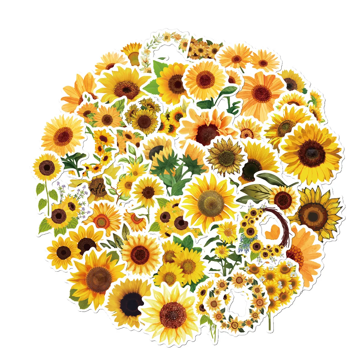 

50pcs Plant Stickers Sunflower Waterproof DIY Laptop Cup Helmet Luggage Scrapbook Scratch Resistant Stationery Cute Stickers