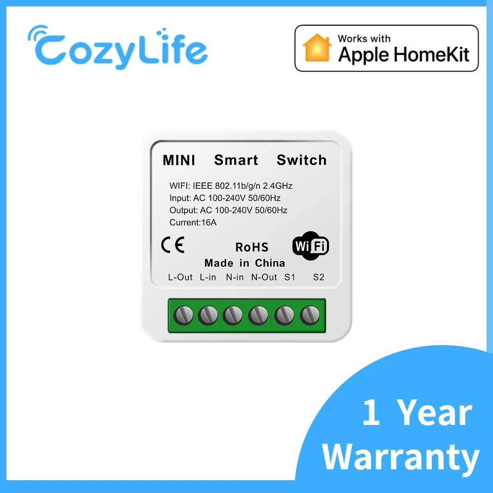 Умный выключатель HomeKit 16 А с поддержкой Wi-Fi и голосовым управлением |