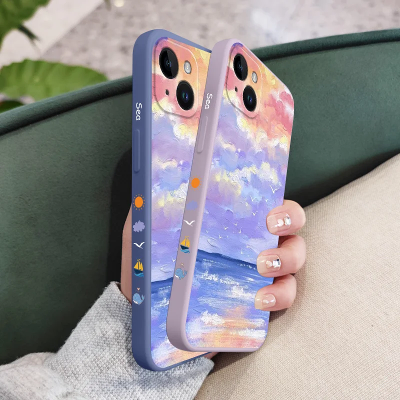 Чехол для телефона с изображением неба iPhone 16 15 14 13 12 11 X XR XS Plus Pro Max Mini силиконовый