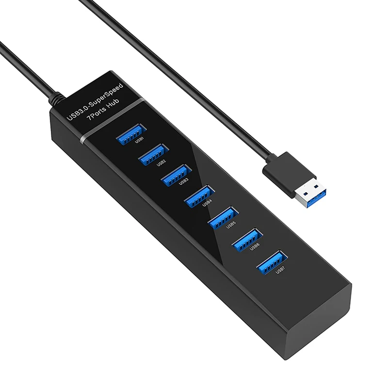 

USB-концентратор 7 в 1, USB 3,0 для ПК, ноутбука, настольного компьютера, быстрая передача данных, USB-разветвитель для MacBook Mac Pro Mini Surface Pro Mobile HDD