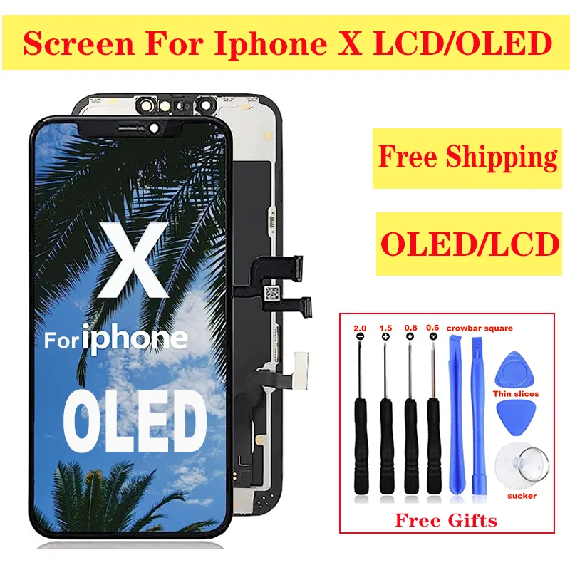 

OLED Display For iPhone X LCD With 3D Touch Screen Digitizer For iPhone X LCD With Face ID Screen Replacement No Dead Pixel
