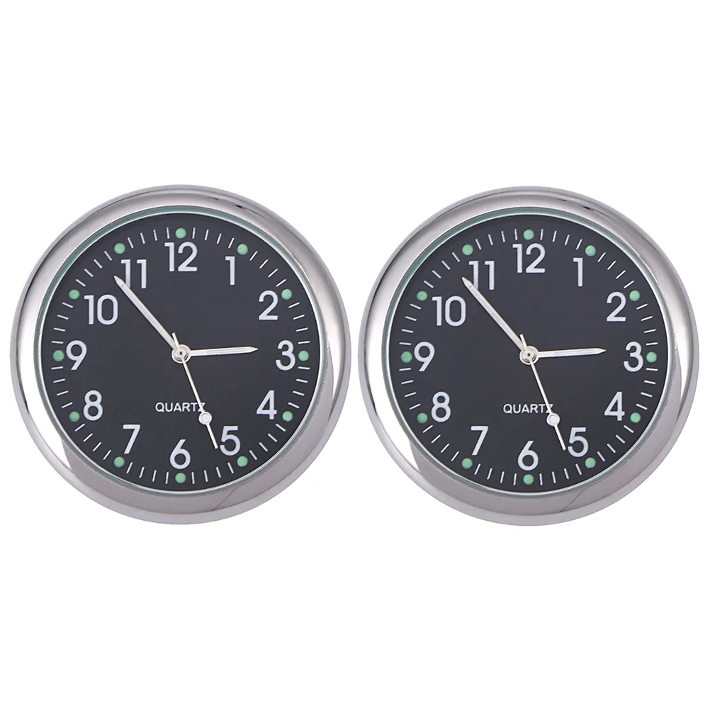 

2 Pcs Car Clock Mounted Adhesive Quartz Luminous Aluminum Dashboard Vent Clocks