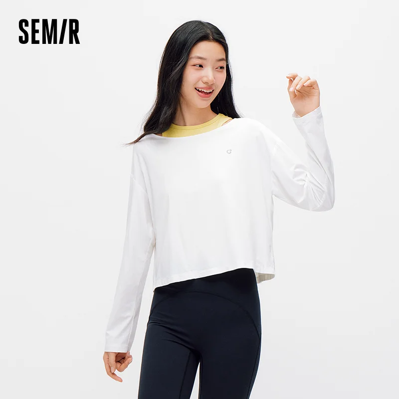 Фото Женская футболка Semir с длинным рукавом, влагоотводящая, быстросохнущая, укороченная, с вырезами, лето 2026 №2