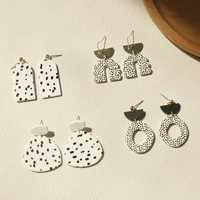 juhu trendy unique polymer clay drop earrings for women 2022 cute multi color round pendant dangle earrings leopard jewelry