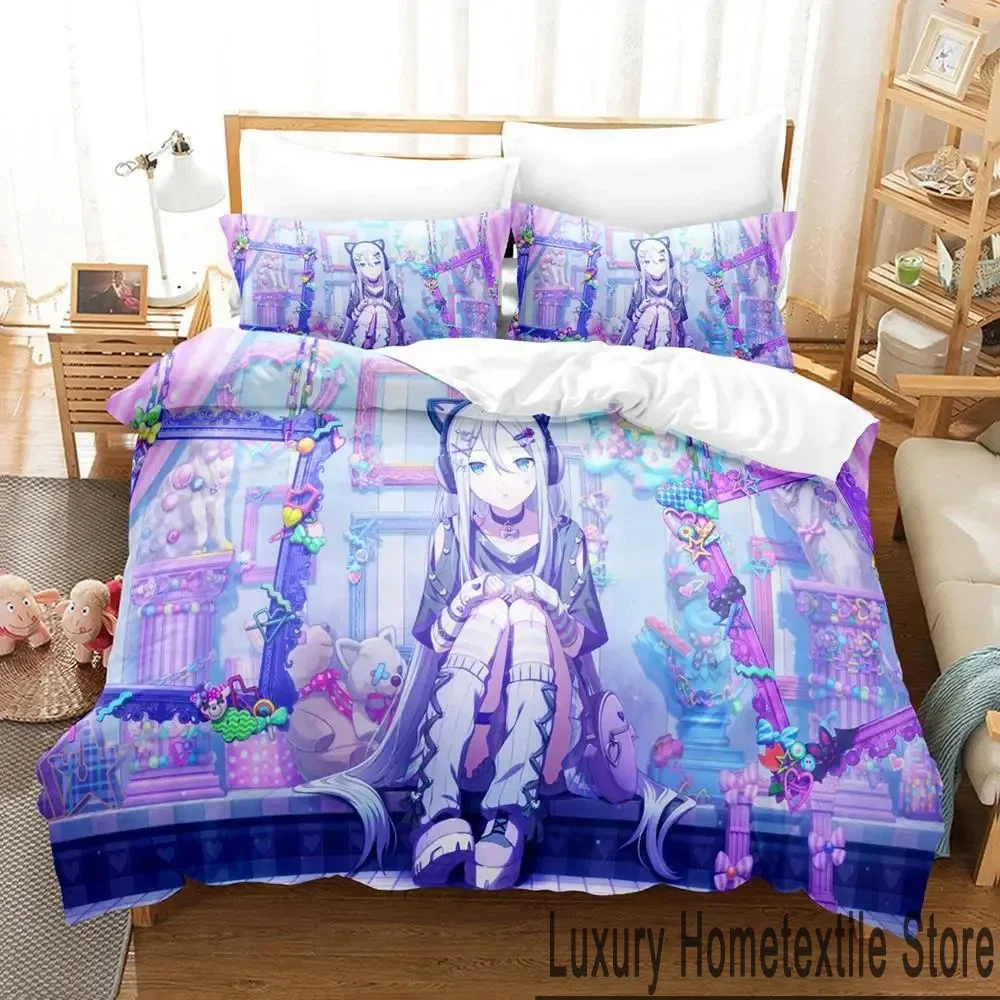 3D Print Yoisaki Kanade Anime Project SEKAI Bedding Set Boys Girls Twin Queen King Size Duvet Cover Pillowcase Bed boys Adult