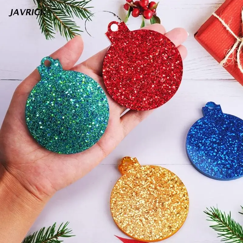 

6 × Christmas Resin Molds Silicone,Resin Christmas Ornaments Round Pendant Molds for Epoxy Resin,Jewelry Keychain Making