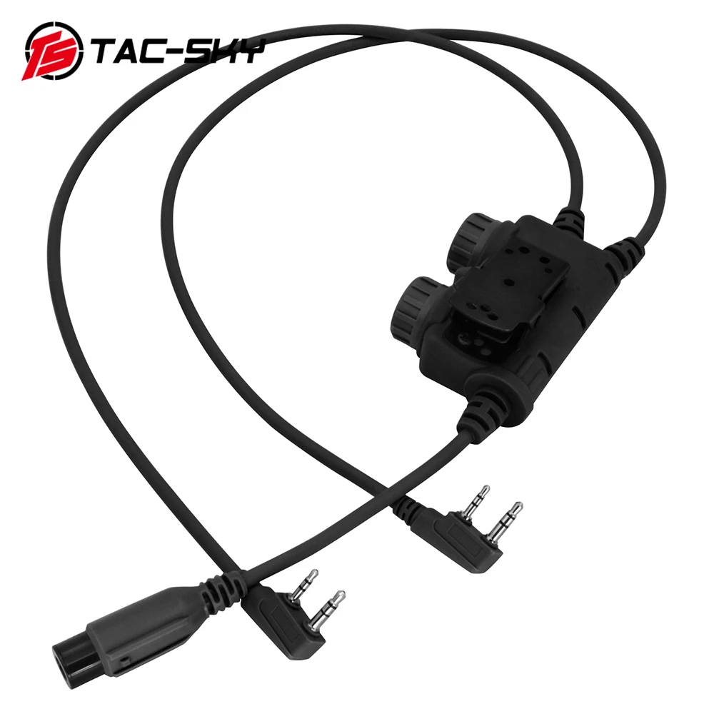TS TAC-SKY Tactical Headset RAC PTT to PTT Compatible with Baofeng UV5R Tactical Walkie Talkie Kenwood Plug