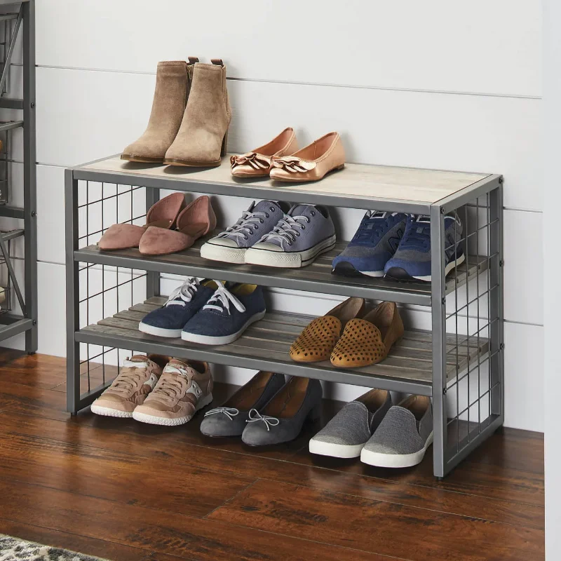 

Better Homes & Gardens Farmhouse 3 Tiers 12-Compartment Garment Shoe Rack